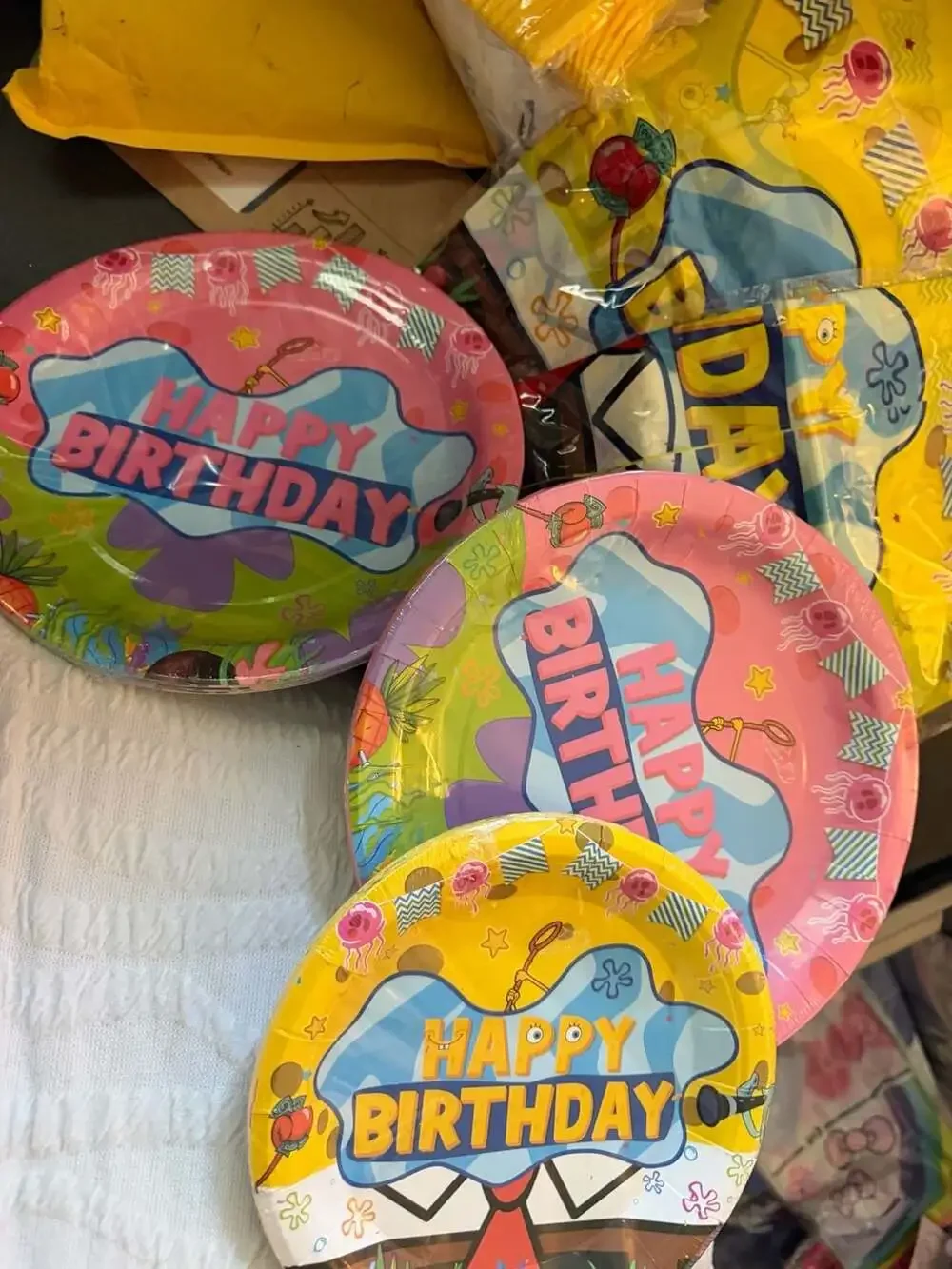 SpongeBob SquarePants Themed Happy Birthday Party Supplies Bundle